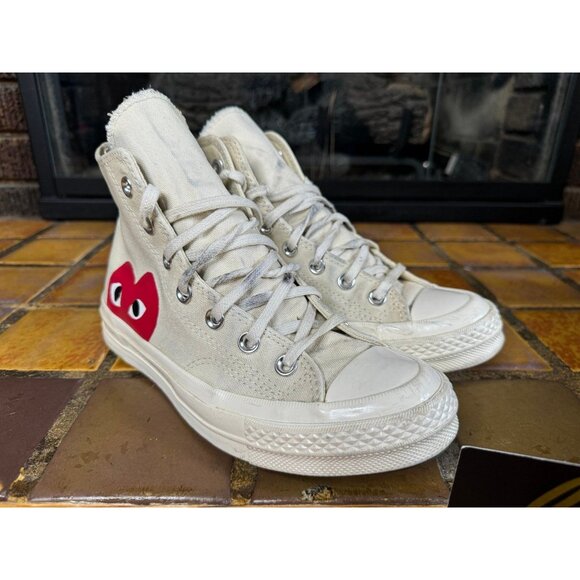 Mens 5 Comme des Garçons Play Chuck 70 High Milk Chuck Taylor All Star 150205c - Picture 2 of 9